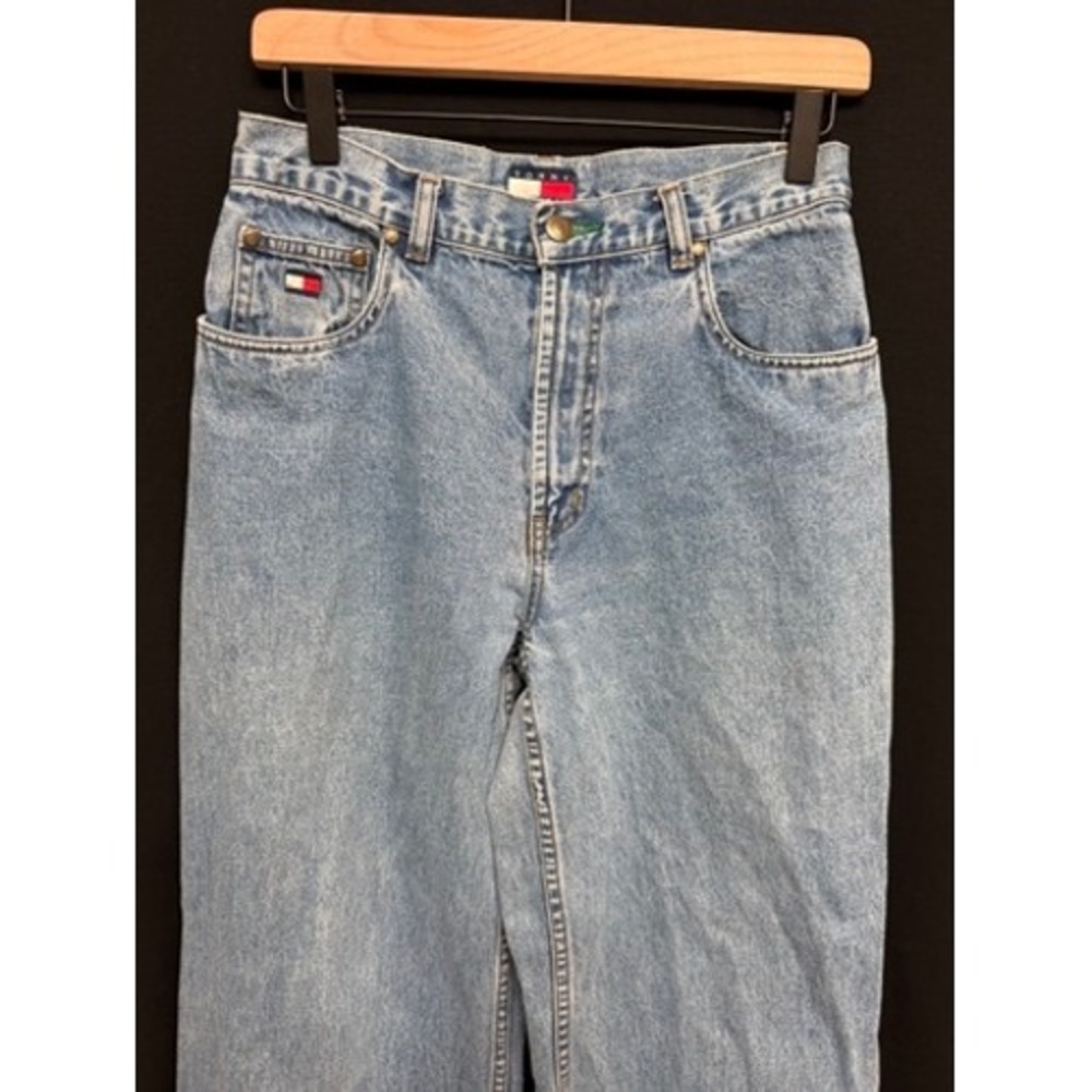 Tommy Hilfiger Vintage 90s Light Wash Wide Leg High Waisted Jeans Size 6 - Picture 3 of 8